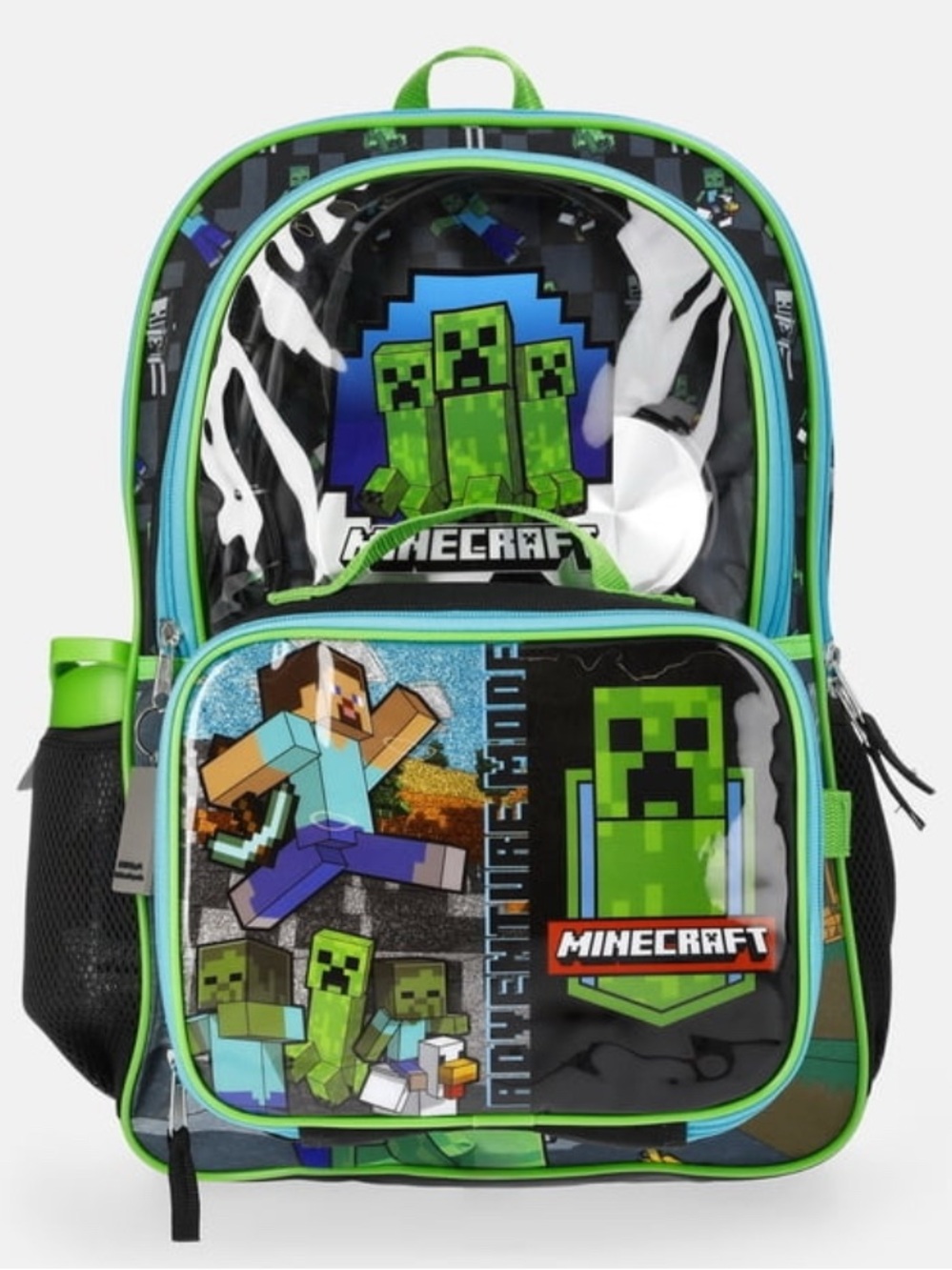NWT Minecraft Mode Green Backpack Set 5 Piece School Kit
